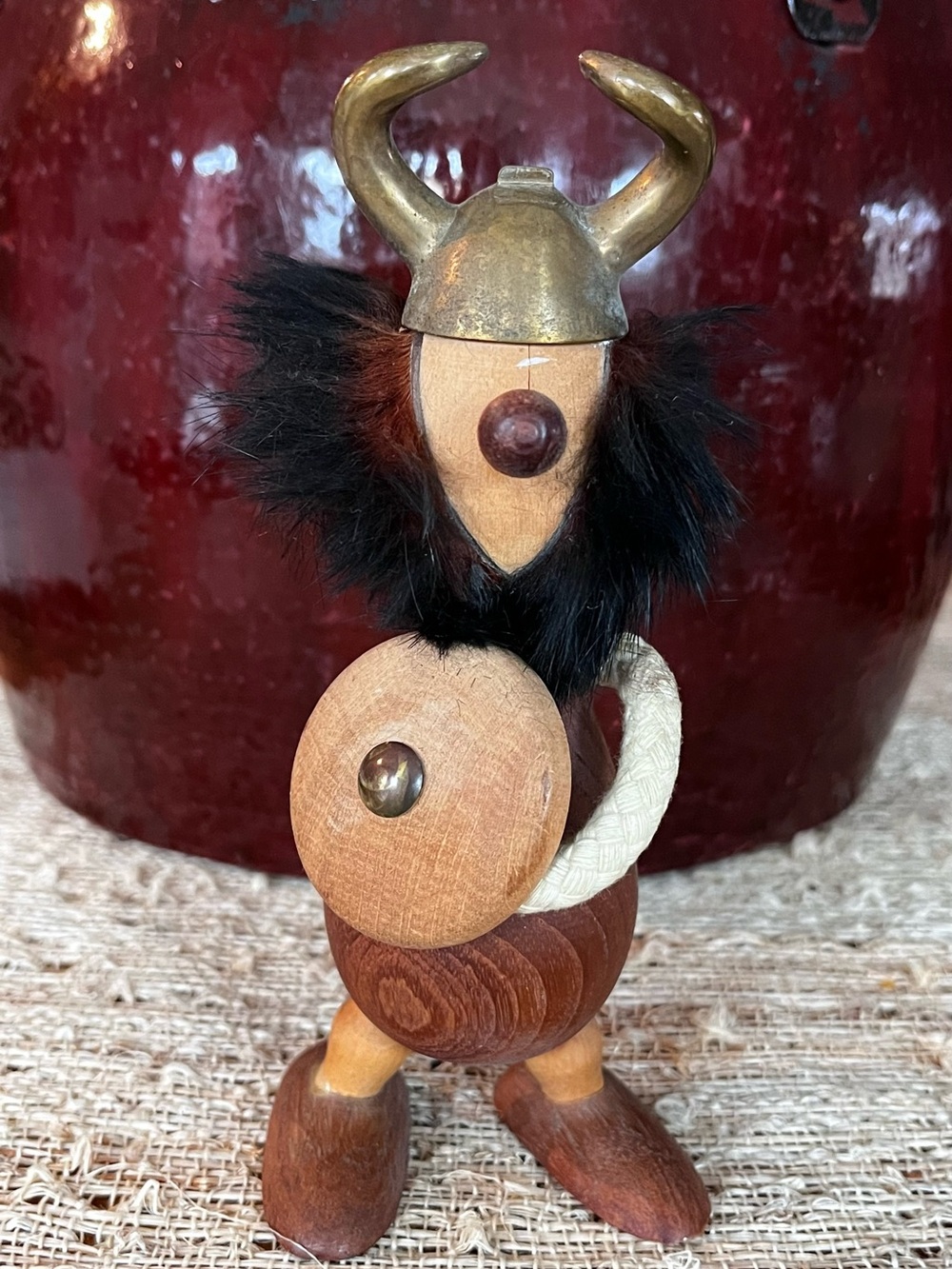 Carl Bent Denmark 1950s Teak Brass Viking Figurine Barware Bottle Opener